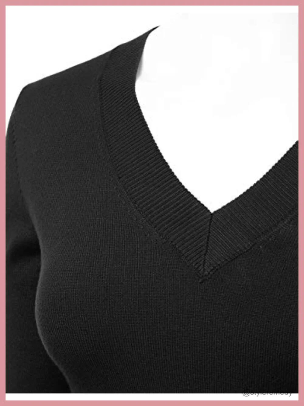 V-Neck Long Sleeve Knit Pullover Sweater, Soft Stretch, Slim Fit